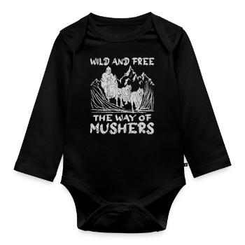 Alaska Mushing Dog Mushers Huskies - Body Bébé bio manches longues - noir - Devant