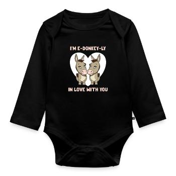 I'm e-donkey-ly in love with you Valeintine's Day - Baby Bio-Langarm-Body - Schwarz - Vorne