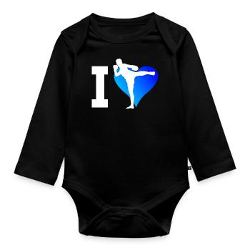 Boxe Thaïlandaise Hommes Thai Box Muay Thai Femmes - Body Bébé bio manches longues - noir - Devant