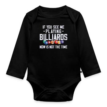 Billards Joueur de billard Balle Vintage - Body Bébé bio manches longues - noir - Devant