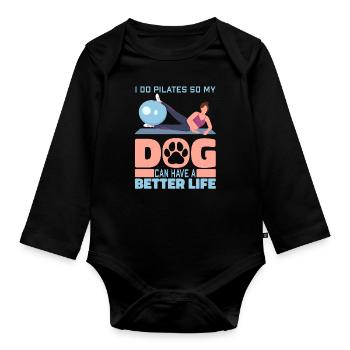 Chien de Pilates - Body Bébé bio manches longues - noir - Devant