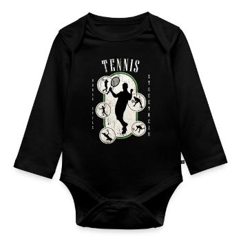 Tennis Tennis Player Player Vintage Retro - Organic Longsleeve Baby Bodysuit - black - Front