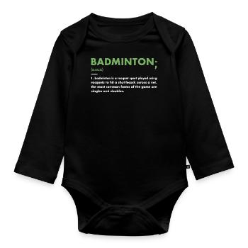 Sport Definition Badminton - Baby Bio-Langarm-Body - Schwarz - Vorne