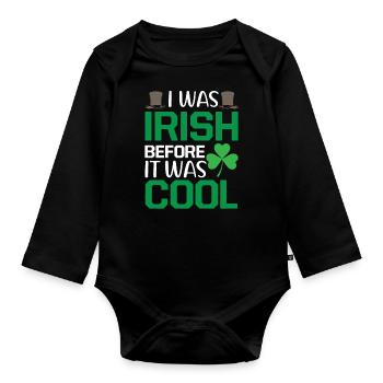 Irish Ireland Flag Irish roots Irish origin - Organic Longsleeve Baby Bodysuit - black - Front