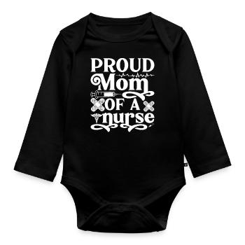 Stolze Mutter einer Krankenschwester - Baby Bio-Langarm-Body - Schwarz - Vorne