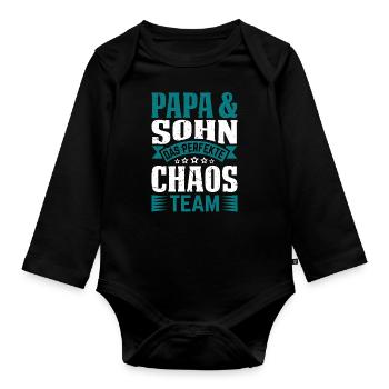 Papa und Söhne Sohn Vater Sohn - Baby Bio-Langarm-Body - Schwarz - Vorne