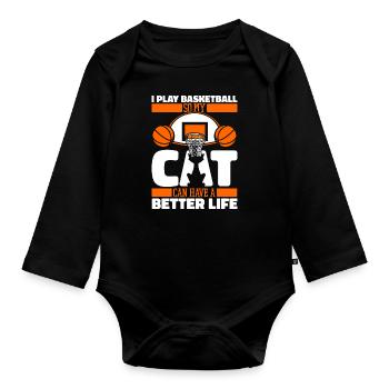 Basketball Basketball Cat - Organic Longsleeve Baby Bodysuit - black - Front