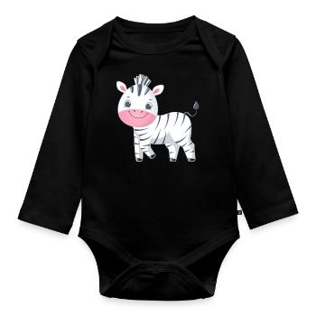 Zebra Family Mama T-shirt bébé - Body Bébé bio manches longues - noir - Devant
