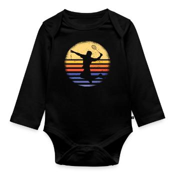 Sport Rétro Sunset Badminton - Body Bébé bio manches longues - noir - Devant