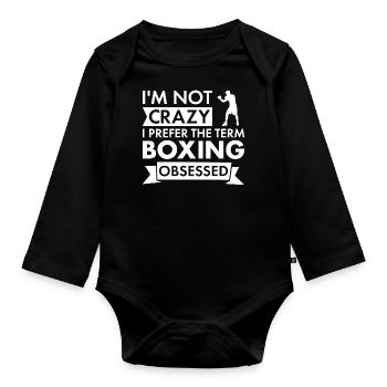 Sport Je ne suis pas fou de boxe - Body Bébé bio manches longues - noir - Devant