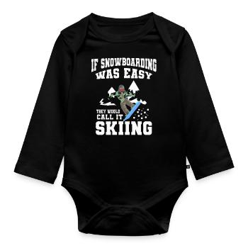 Snowboarders, snowboarders - Body Bébé bio manches longues - noir - Devant