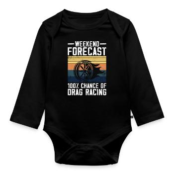 Drag Racing Race Car Retro Vintage - Baby Bio-Langarm-Body - Schwarz - Vorne