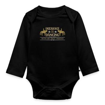 Le dressage danse avec mes chevaux Cavalier de dressage - Body Bébé bio manches longues - noir - Devant