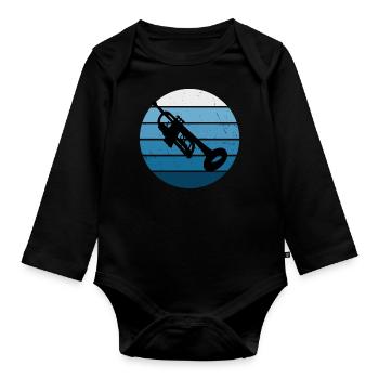 Trompetenspieler Trompeter Trompete Jazz Trompeter - Baby Bio-Langarm-Body - Schwarz - Vorne
