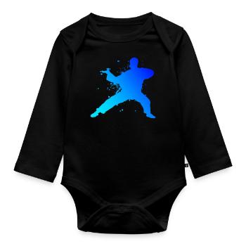 Wushu Hommes Kungfu Kung Fu Arts Martiaux Femmes - Body Bébé bio manches longues - noir - Devant