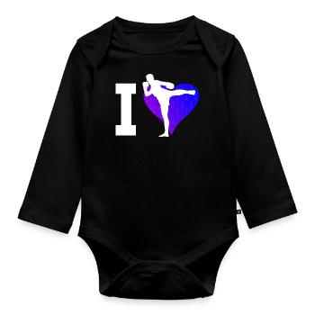 Boxe Thaïlandaise Femmes Boxe Thaïlandaise Hommes Boxeur thaïlandais - Body Bébé bio manches longues - noir - Devant