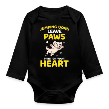Dock Diving Design für Dog Jumping und Dock Dog - Baby Bio-Langarm-Body - Schwarz - Vorne