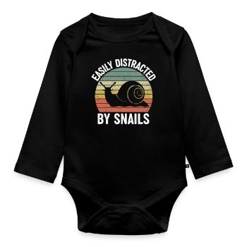Escargot Coquille d’escargot Chers amis cadeau - Body Bébé bio manches longues - noir - Devant