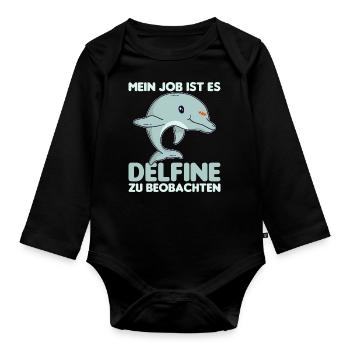 Meeresbiologe Delfin Meeresforscher Meerestier - Baby Bio-Langarm-Body - Schwarz - Vorne