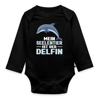 Meeresbiologe Delfin Meeresforscher Meerestier - Baby Bio-Langarm-Body - Schwarz - Vorne