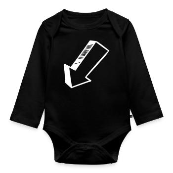 Arrow drawing sketch white - Organic Longsleeve Baby Bodysuit - black - Front