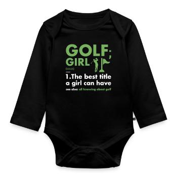 Sport Girl Définition Golf - Body Bébé bio manches longues - noir - Devant
