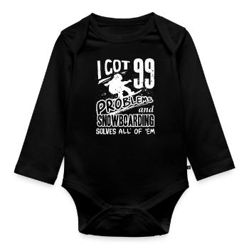 Snowboarders, Snowboard holidays, Snowboard equipment - Organic Longsleeve Baby Bodysuit - black - Front