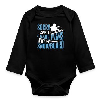 Snowboarders, Snowboard holidays, Snowboard equipment - Organic Longsleeve Baby Bodysuit - black - Front