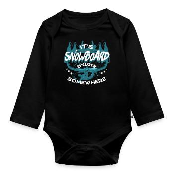 Snowboarders, Snowboard holidays, Snowboard equipment - Organic Longsleeve Baby Bodysuit - black - Front
