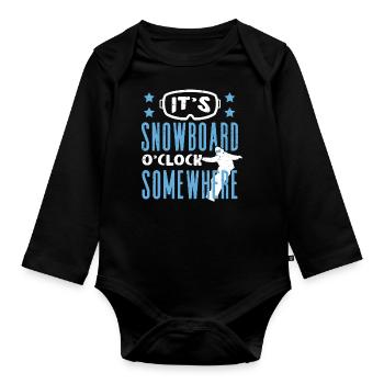 Snowboarders, Snowboard holidays, Snowboard equipment - Organic Longsleeve Baby Bodysuit - black - Front