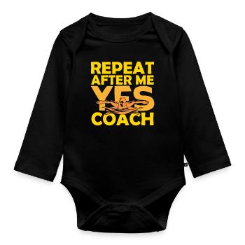 Schwimmtrainer | Geschenk Coach Schwimmen Das Beste - Baby Bio-Langarm-Body - Schwarz - Vorne