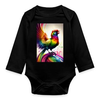 Pride Bird CSD LGBT LGBTQ LGBTQ+ Gay Pride - Body Bébé bio manches longues - noir - Devant