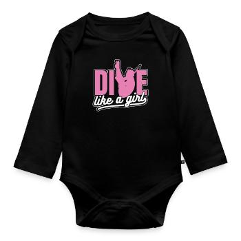 Turmspringen Turmspringer Mädchen - Baby Bio-Langarm-Body - Schwarz - Vorne