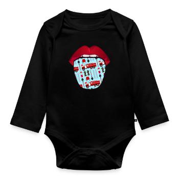 Langue de pompier - Body Bébé bio manches longues - noir - Devant