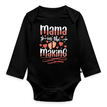 Baby belly love expectant mother offspring - Organic Longsleeve Baby Bodysuit - black - Front