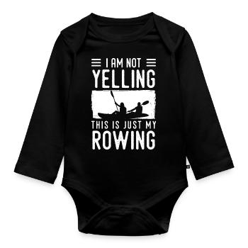 Aviron Rowing Bateau Canoë Paddle - Body Bébé bio manches longues - noir - Devant