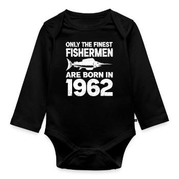 Né en 1962 Pêche Pêcheurs Pêcheurs Pêche - Body Bébé bio manches longues - noir - Devant