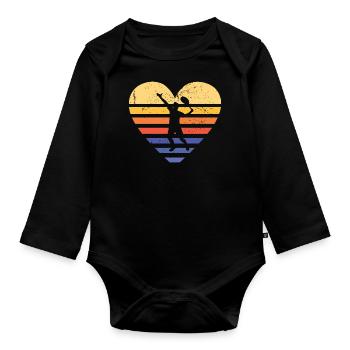 Sport Retro Sunset Heart Tennis - Baby Bio-Langarm-Body - Schwarz - Vorne