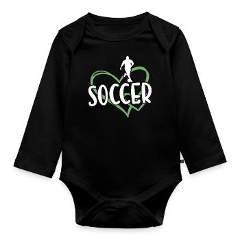 Sport Heart Soccer - Baby Bio-Langarm-Body - Schwarz - Vorne