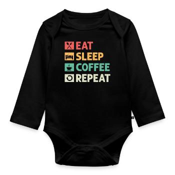 Kaffee Sarkasmus Freunde Glück Freude Cappuccino - Baby Bio-Langarm-Body - Schwarz - Vorne