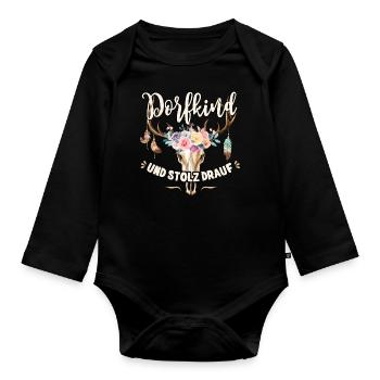 Dorfkind T-Shirt Damen Dorfkind - Baby Bio-Langarm-Body - Schwarz - Vorne