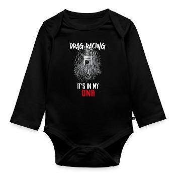 Drag Racing Race Car Fingerprint - Baby Bio-Langarm-Body - Schwarz - Vorne