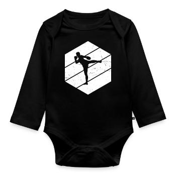 Boxer thaïlandais Muay Thai Boxe thaïlandaise Boxe thaïlandaise Hommes - Body Bébé bio manches longues - noir - Devant