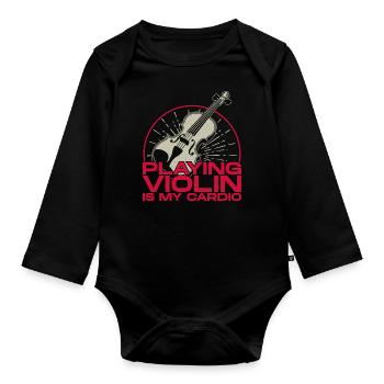 Violoniste violoniste jouant du violon est - Body Bébé bio manches longues - noir - Devant