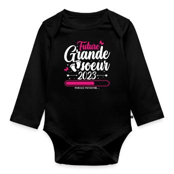Future Grande Soeur 2023 - Body Bébé bio manches longues - noir - Devant