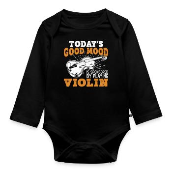 Violin Violinist Today's Good Mood - Baby Bio-Langarm-Body - Schwarz - Vorne