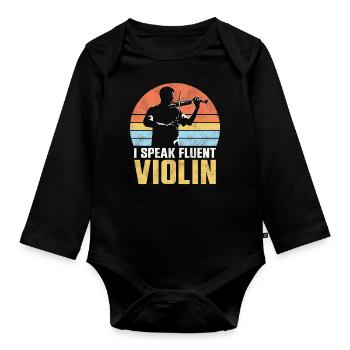 Violon Violoniste Rétro Vintage I - Body Bébé bio manches longues - noir - Devant