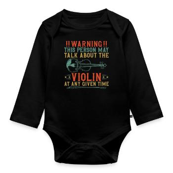 Violoniste Violoniste Avertissement - Body Bébé bio manches longues - noir - Devant