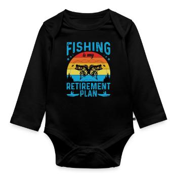Fishing Hunting Fish Hook Hunter Rod Bait Bite - Organic Longsleeve Baby Bodysuit - black - Front