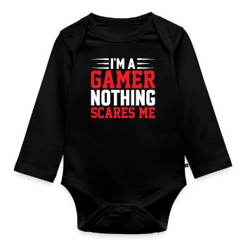 Gamer Gamer Gaming Video Games - Organic Longsleeve Baby Bodysuit - black - Front